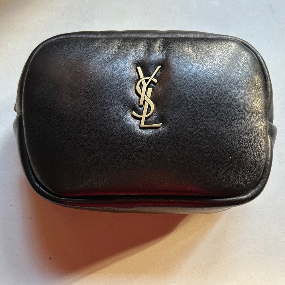Yves Saint Laurent Mini Cosmetic YSL Pouch in Padded Smooth Leather